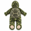 Back of the Turtle Onesie with the plush shell, tail and cream-soled feet